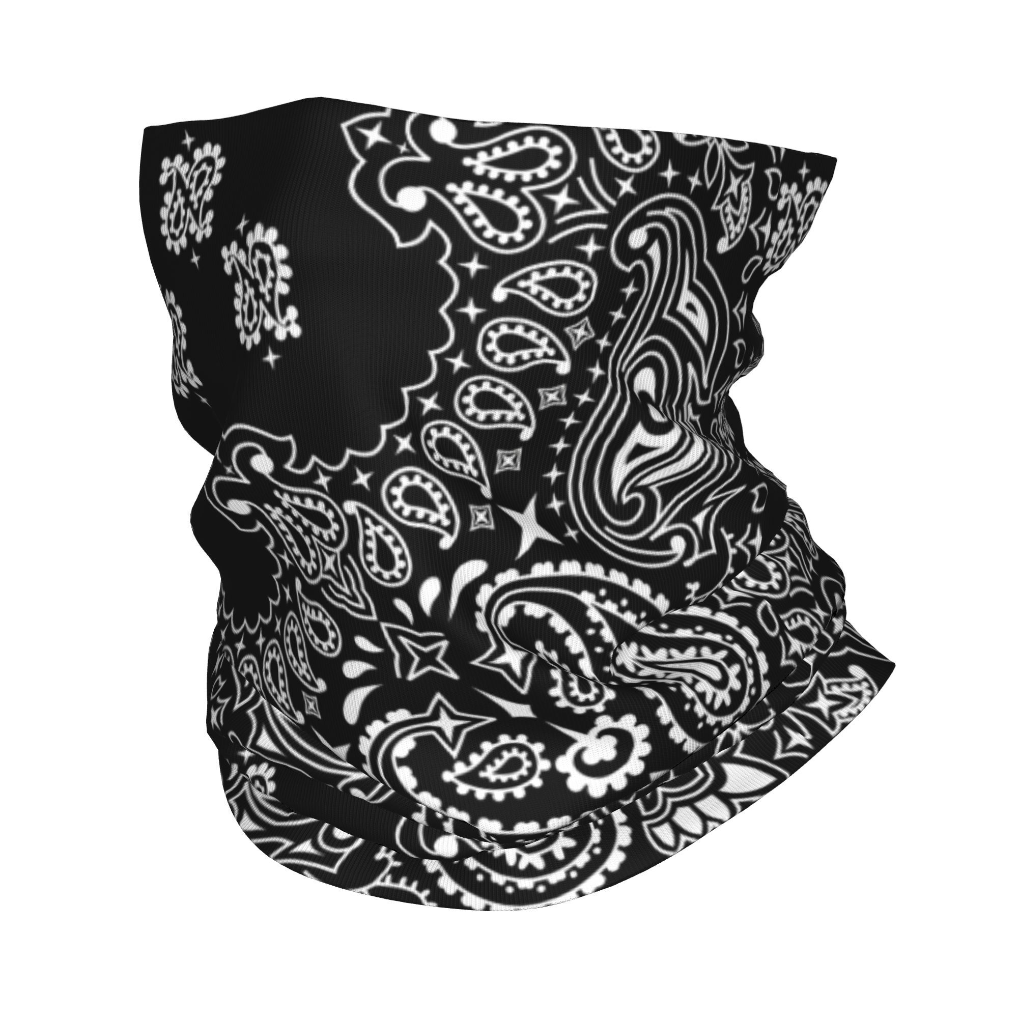 Bandana Blank White - Czarno-biała bandana paisley, komin na szyję,